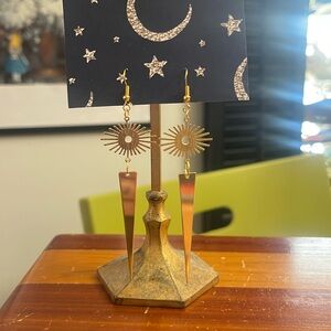 Brass dangle witchy edgy earrings - hypoallergenic posts